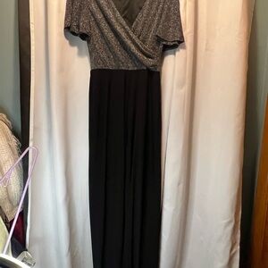 Onyx Silver Gray Sheath Jumpsuit with Flutter Sleeves